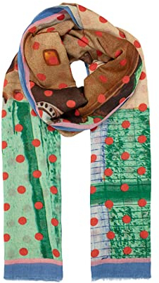 Becksöndergaard Fayette Cowo Scarf in Mehrfarbig - Schal für Frauen aus 90% Baumwolle/10% Wolle mit buntem Punktedruck und Motiv - L:100 x B:200 cm