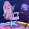 LEMROE Gaming Chairs for Adults Professional Video Game Chair Faux Leather with High Back Support Pink Desk Chair for Girls PC Swivel Rocking Chair for Home Office