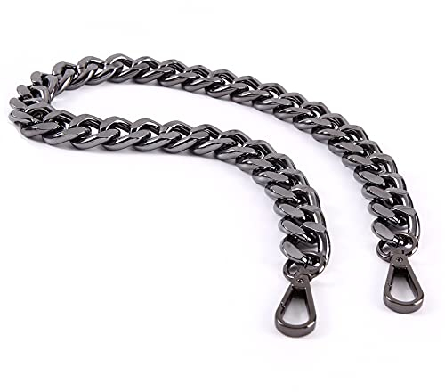 Xiazw Stabil Metall Taschenkette Geldbörsen Riemen Kette Schultergurt Taschengurt Ersatz für Handtaschen 65 cm (Schwarzgrau)
