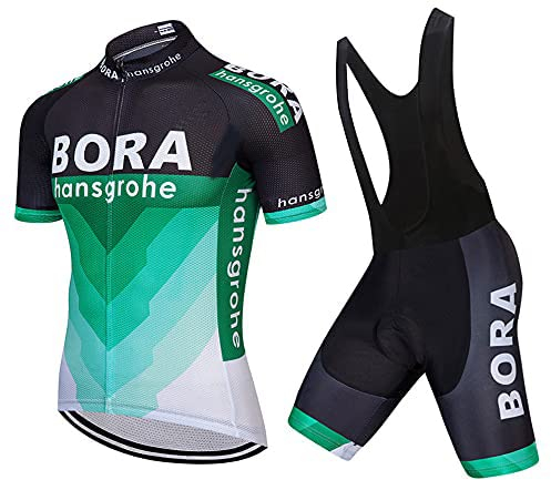 Linarun Herren Radtrikot Set Fahrradtrikot Kurzarm + Radlerhose mit 5D Sitzpolster Rennrad Trikot Fahrradbekleidung Atmungsaktiv und Schnell Trockend (Grün01,M)