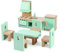 SOKA Wooden Kitchen Dining Room Playset Pretend Play Doll House Furniture Set Miniature Display Model Figures Table Chair Counter Cupboard for Children Age 3+ Girls