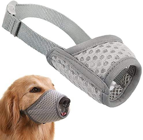 TANDD Dog Muzzle Soft Mesh Muzzle - Adjustable Breathable Dog Muzzle, Dog Mask, Mouth Cover for Anti-Biting Anti-Barking, Allows Panting Drinking (Grey, Size XXL)