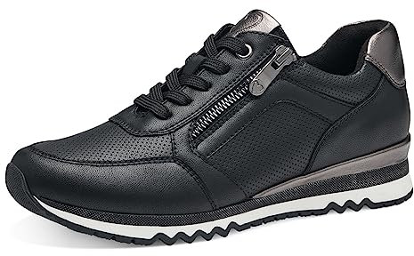 MARCO TOZZI Damen Sneaker flach Vegan Freizeit, Schwarz (Black/Gun Mtl), 40 EU