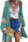 Vancavoo Women's Kimono Cardigan Bohemian Bikini Cover Up Floral Print Beachwear Long Sleeve Swimwear Capes Swimsuit Shawl Tops Casual Beach Blouse(Green,M)