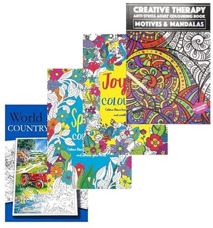 Colour Therapy Entspannende Anti-Stress Malbücher für Erwachsene, 4 Stück