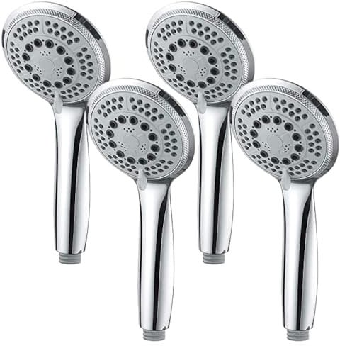 GRIFEMA COMPLENTOS-G804 Wassersparende Handbrause, Gross (Durchmesser, 100mm), 3 Strahlarten/Runder Duschkopf mit Regendusche und Massage Funktion, Chrom (Packung mit 4)