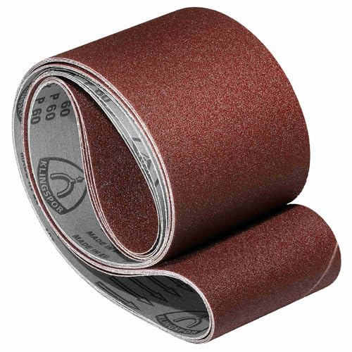 Klingspor Korund Schleifband – 150 x 2000 mm – Körnung P120 – 5 Stück – für Holz & Metall – reißfeste halbflexible Gewebeunterlage – Profi-Schleifbänder für Bandschleifer und Kantenschleifmaschinen