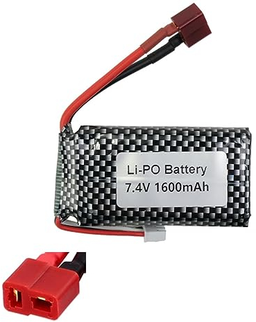 efaso Batterie RC 7,4 V 1600 mAh avec fiche Deans/T compatible avec voiture RC 18173 9125