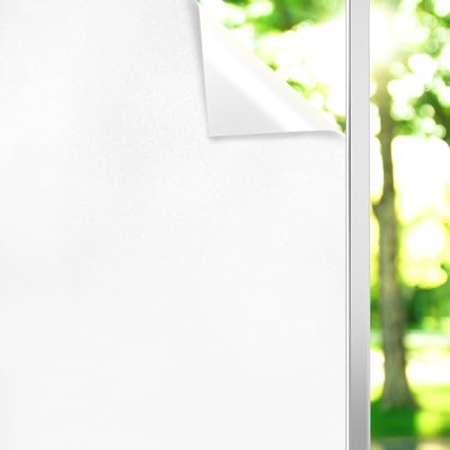 DIFIT Window Film Privacy Frosted Window Film Self Adhesive Matte White Privacy Film for Glass Windows Removable Anti UV No Glue Static Cling Opaque Window Frosting Film for Home Office, 30 x 200 cm
