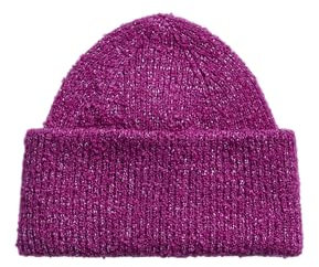 PIECES Pcpyron Hood Noos BC Berretto Lavorato, Festival Fucsia/Dettagli: Argento Lurex, Taglia Unica Donna