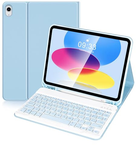 Lively Life Custodia per Tastiera per iPad 11a Generazione (A16) 11 Pollici 2025, 10a Gene 10,9 Pollici 2022, Layout Italiano,Tastiera Bluetooth Wireless Rimovibile, con Slot per Penna Stilo - Azzurro