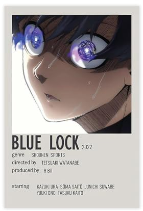 puyoo Blue Lock Anime 4 Leinwand-Poster, Schlafzimmer-Dekor, Sportlandschaft, Büro, Raumdekoration, Geschenk, ungerahmt, 50 x 75 cm