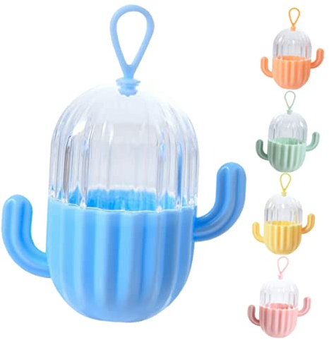 PRETYZOOM 5-piece Makeup Sponge Holder Set Portable Cactus Design Silicone Makeup Egg Storage Case for Powder Puff Travel-friendly Cosmetic Container