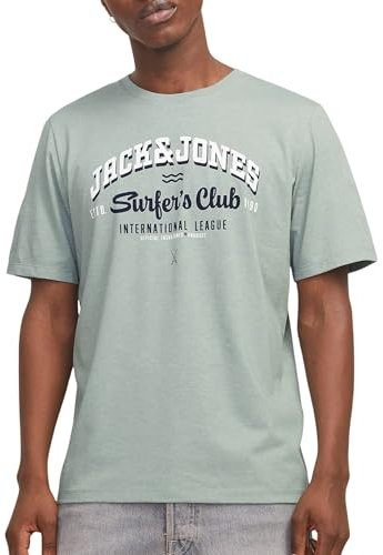 JACK & JONES JJELOGO SS25 SN T-Shirt à col Rond 2 COL, Vert Iceberg - Détails : mélangé, XXL