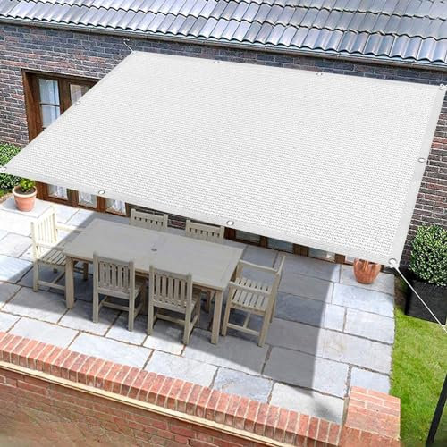 Tenda a Vela Ombreggiante 3 x 7 m Traspirante Tenda da Giardino 98% Anti-Uv con Occhielli Fascette Antistrappo per Esterno, Terrazza, Piscina, Bianco