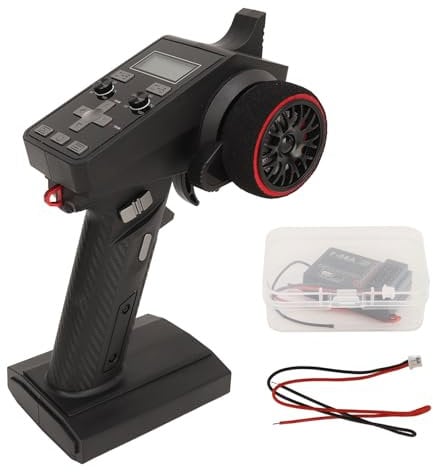 GOWENIC 2.4GHz 6 Channel RC Transmitter Receiver, High Sensitivity One Hand Control Remote Controller with 300m Ground 800m Air Control Distance, LCD Screen for RC Car Boat Tank