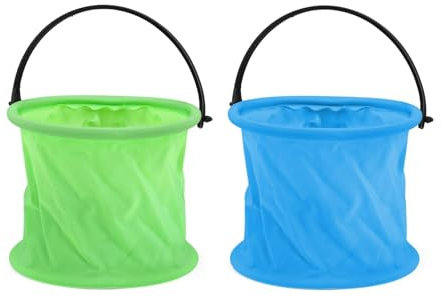 0XBIT Faltbarer Sandeimer für Kinder, 2 Stück Multifunktion Tragbarer Eimer Ohne Fächer, Falteimer für Malen, Camping, Strand, Garten