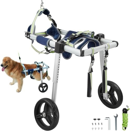 VEVOR Hunderollstuhl für Hinterbeine, Haustierrollstuhl, verstellbar, unterstützt die Heilung, Hundewagen/Rollstuhl für verletzte, behinderte, gelähmte oder an den Hinterbeinen schwache Haustiere (M)