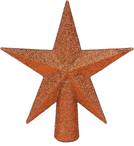 YYCRAFT Weihnachtsbaumspitze mit Glitzerstern, 10,2 cm, Orange