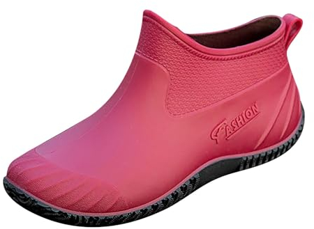Scarpe da pioggia da donna Stivali di gomma alla moda scarpe da pioggia antiscivolo 4c stivali da pioggia, Rosso, 37.5 EU