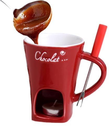 Tazza da tavolo per fonduta, 130 ml, set scalda burro in ceramica, simpatica tazza per fonduta di cioccolato per buffet, fonduta, tazza di cioccolato, tazza creativa per tè pomeridiano