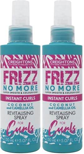 Creightons Frizz No More Instant Curls Revitalising Spray 150ml – Defines Curls, Reduces Frizz & Adds Glossy Shine with Coconut & Camellia Oil | Colour-Kind, All Hair Types (Pack of 2)