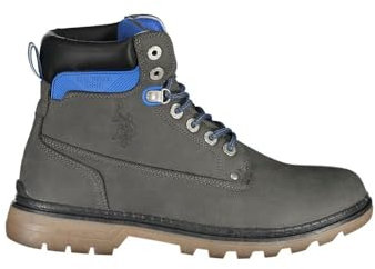 U.S. Polo Assn. Eleganti Stivali Alti Stringati Grigio con Dettaglio Logo Uomo, Grigio, 41 EU