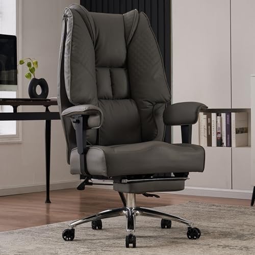 EXCEBET Ergonomic Office Chair – High Back PU Leather Executive Desk Chair with Adjustable Armrests, Swivel Computer Chair for Home Office, Heavy Duty Support up to 400 lbs (Grey-1)