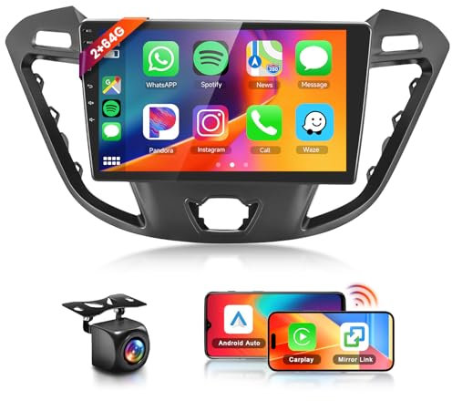 【2+64G】 Hodozzy Carplay Autoradio für Ford Transit Custom Tourneo 2013-2018,9-Zoll-Touchscreen mit Android Auto/DSP/WiFi/GPS/RDS/FM/Bluetooth/USB