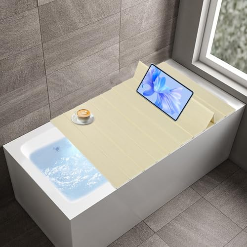 Badewannenabdeckung, 170 x 75 cm Badewannen Abdeckung, Faltbar Badewanne Brett Staubdicht Wasserdicht Bathtub Tray für Haus Badezimmer SPA