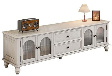 AFGFGHES Meuble TV Meuble TV de Salon 180 cm en Bois Massif for la Maison, Meuble Mural Moderne rétro Blanc Consoles TV pour Salon