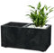 Fioriera in plastica effetto cemento, 2 camere su ruote, 77 x 38 cm, grande vaso rettangolare antracite con inserto per piante e drenaggio, vaso da fiori arrotolabile per giardino, terrazza, balcone