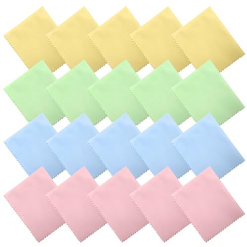 SYEYCW 20 Pcs Glasses Cleaning Cloth, Lens Cloths for Glasses, Microfiber Eyeglasses Cleaning Cloth, for Eyeglasses, Sunglasses, Camera Lenses, ipad, Tablets, Phones, LCD Screens and Delicate Surfaces