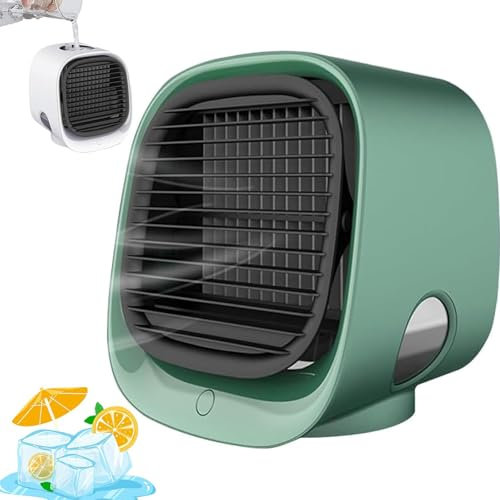Aira Breeze Luftkühler, Airabreeze Kleine Klimaanlage für Zimmer, Luftkühler mit Wasserkühlung Klein, Usb-Betriebener Luftkühler, für Familie, Klimaanlage, Reisen (Grün)