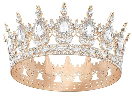 Rainway Goldene Krone, elegant und glitzernd, für Frauen und Mädchen, Tiara Prinzessin Krone, Crown Princess Bride, Krone Geburtstag, Geburtstagskrone Erwachsene, für Feiertage