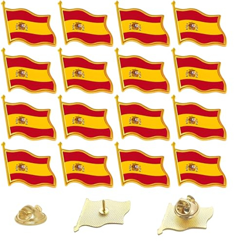 AEIXYA Bandera de España Pin de Solapa, 16 Unidades Lote de Pines de Bandera Española para Coleccionistas, Regalo de Orgullo Nacional para Eventos Deportivos, Fiestas Nacionales, Colegios