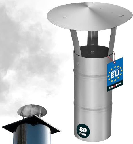 KOTARBAU® Chapeau De Cheminée - INOX - ø 80 mm - Argent - Chapeau Cheminée Anti Pluie - Résistant à la Corrosion - Installation Facile - Design Moderne