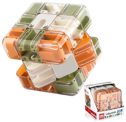 3D Labyrinth Würfel, 8,5 cm Labyrinth Puzzle Würfel Kugellabyrinth Zauberwürfel, Konzentration und zum Logiktraining, für Erwachsene und Jugendliche (A)