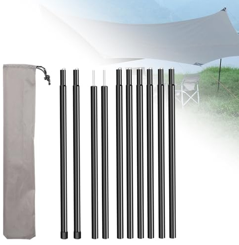 Zeltstange,19MM 43-200CM Aufstellstange Mit Aufbewahrungstasche,Tarp Stangen Für Camping,Tarpstangen,Markisenstange Für Camping,Sonnensegel Stange Für Tarp,Sonnensegel,Camping,Zelt,10 Stäbchen