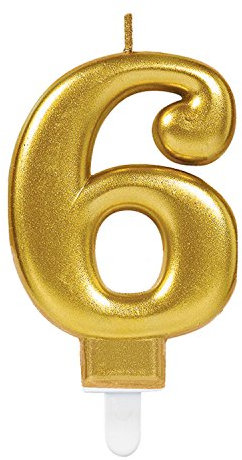 Adult Metallic Gold Candle Number 6
