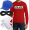 Shirtgeil Panzerknacker Banditen Kostüm - Langarmshirt mit Hut, Maske und Handschuhen - Banditenkostüm für Herren