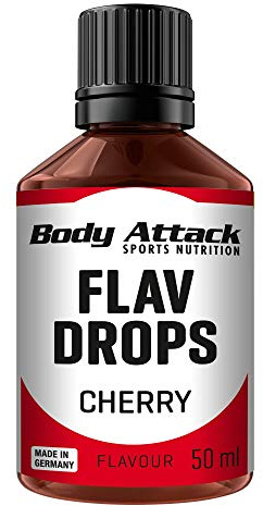 Body Attack Flav Drops®, 2 x 50 ml, Cherry, Aromatropfen für Lebensmittel, zuckerfreie Flavour Drops ohne Kalorien, vegan & Qualität Made in Germany