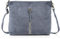FIRENZE ARTEGIANI. Damen Echtleder Umhängetasche Camoscio Finish Fronttasche Reißverschlusstasche Damen Schultertasche Made in Italy Vera Pelle Italiana, Blau, Utility, blau, Utility