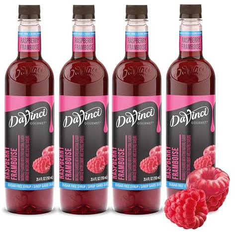 DaVinci Gourmet Sciroppo di lamponi senza zucchero, 25,4 ml (4 pezzi)