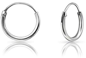 Creolen Ohrringe 10mm – 925 Sterling Silber Kleine Creolen Damen & Herren – Hypoallergen & Nickelfrei für Ohrläppchen, Helix, Knorpel & Nasenpiercing - Dicke 1.2 mm