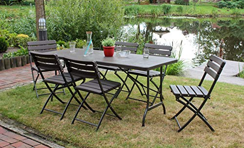 Garden Pleasure Gartentisch Klapptisch Tabora, Holz-Optik, Stahl, Kunststoff, Hdpe, Braun