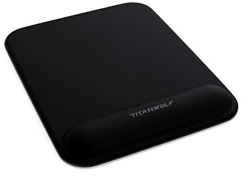 TITANWOLF - Large mouse pad with wrist rest 22,5x28cm - Mouse Mat with gel pad - ergonomic wrist support Gaming - water repellent and washable