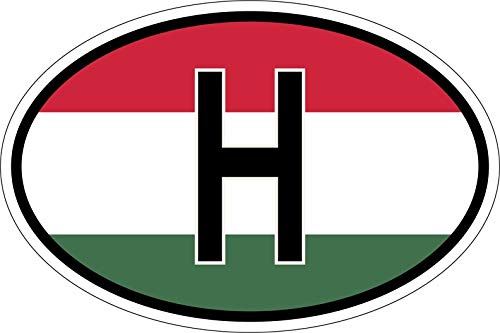 Akachafactory Sticker oval flag vinyl country code H hungary