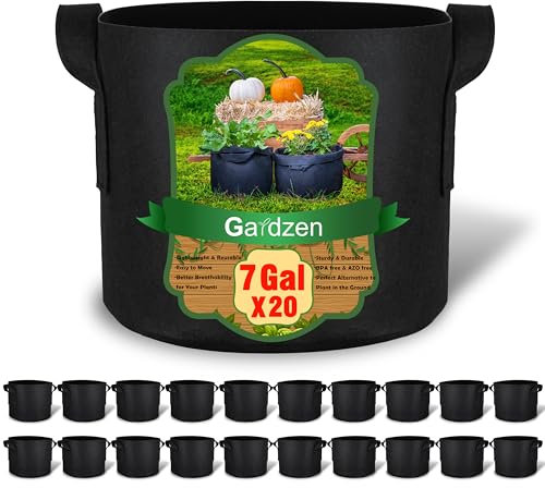 Gardzen 20er-Pack Pflanzbeutel mit Griffen, robuste Pflanzsäcke für Pflanzen, 20 Stück