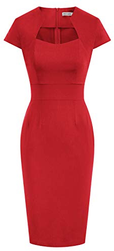 GRACE KARIN Evening Party Girls Vintage Clothes Cap Sleeve Pencil Dresses for Women Ladies Red(CL8947-2) XX-Large